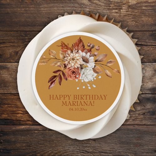 Fall Floral on Gold Birthday Party Edible Frosting Rounds