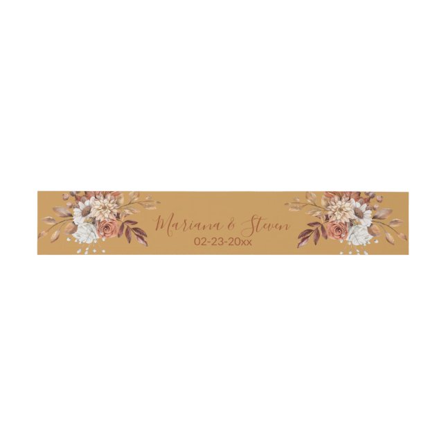 Fall Floral on Gold Invitation Belly Band (Flat)