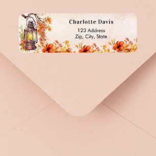 Fall floral orange lantern return address  label