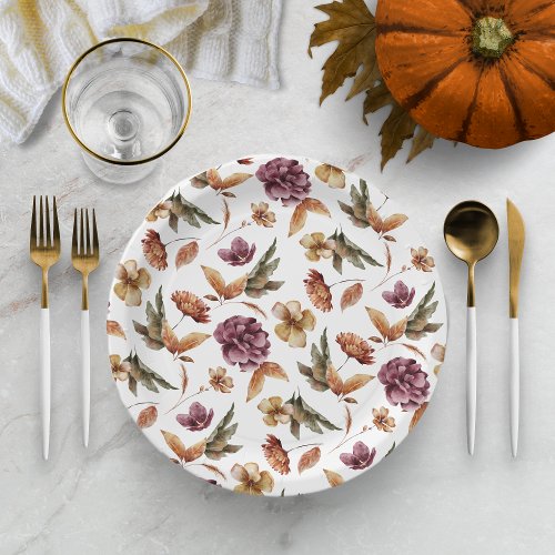 Fall Floral Paper Plates