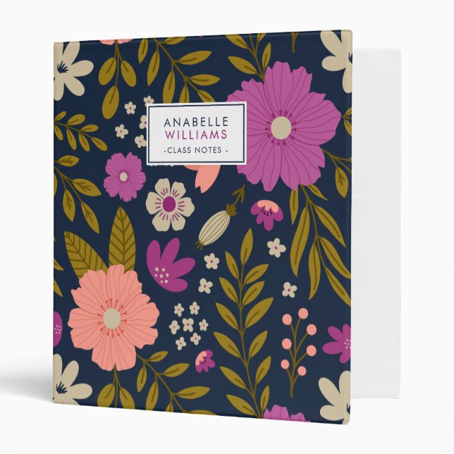 Fall Floral Pattern 3 Ring Binder (Front/Inside)