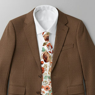 Fall floral pattern neck tie
