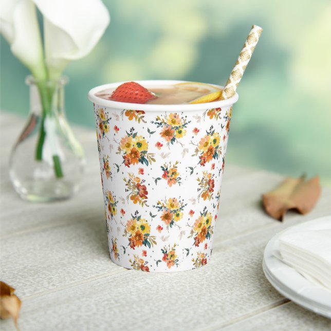 Fall Floral Pattern  Paper Cups (Insitu)