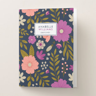 Fall Floral Pattern Pocket Folder