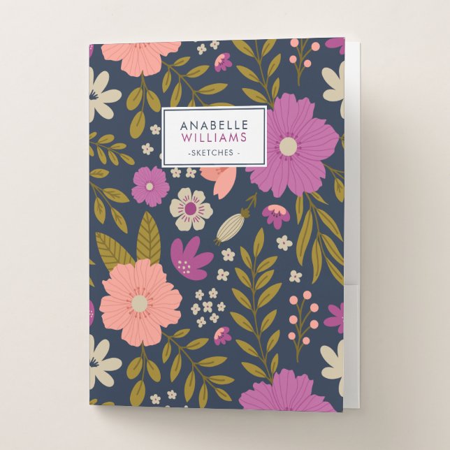 Fall Floral Pattern Pocket Folder (Front)