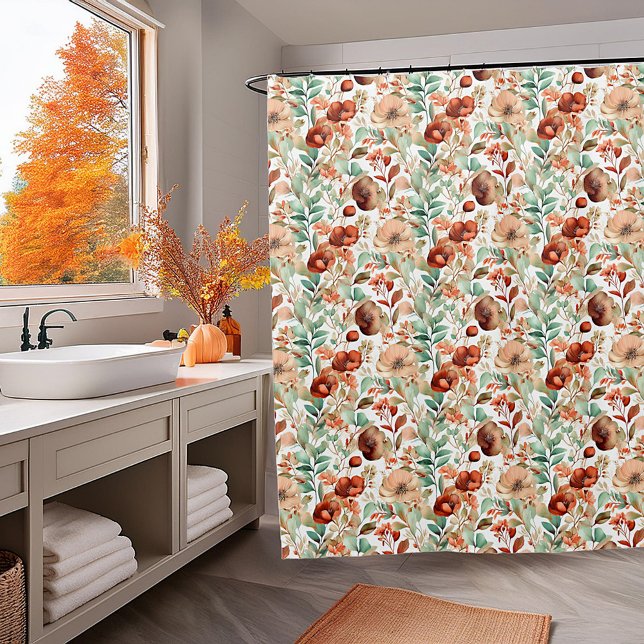 Fall floral pattern shower curtain (Creator Uploaded)