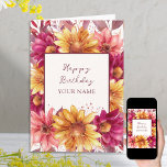 Fall Floral Personalized Birthday Card<br><div class="desc">Fall floral birthday card which you can personalize with a name or relation on the front and your custom message inside. Watercolor design with flowers and autumn foliage in warm seasonal colors and lettered with handwritten script and classic typography.</div>