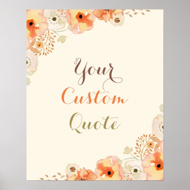 Fall floral Personalized quote Custom quote print (Front)
