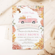 Fall Floral Pink Little PUMPKIN GIRL BABY SHOWER  Invitation