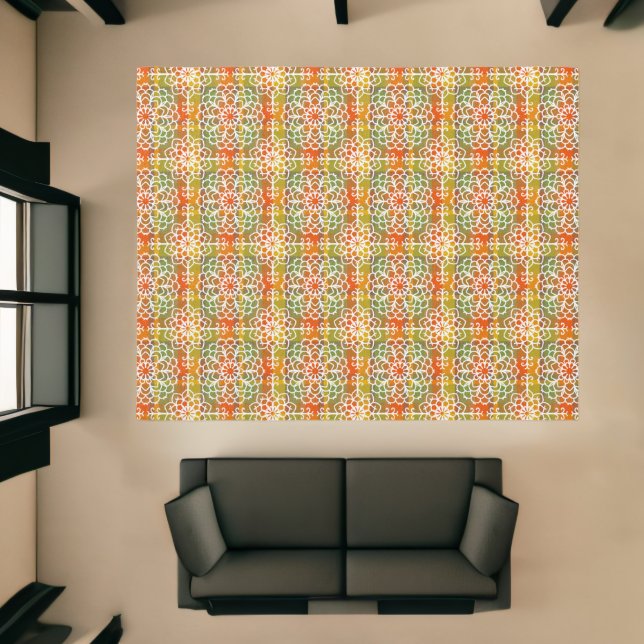 Fall Floral Plaid Geometric Mandala Abstract Area Rug (Insitu (Indoor 1))