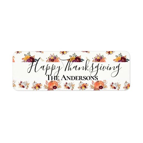 Fall floral pumpkin and leaves print   label