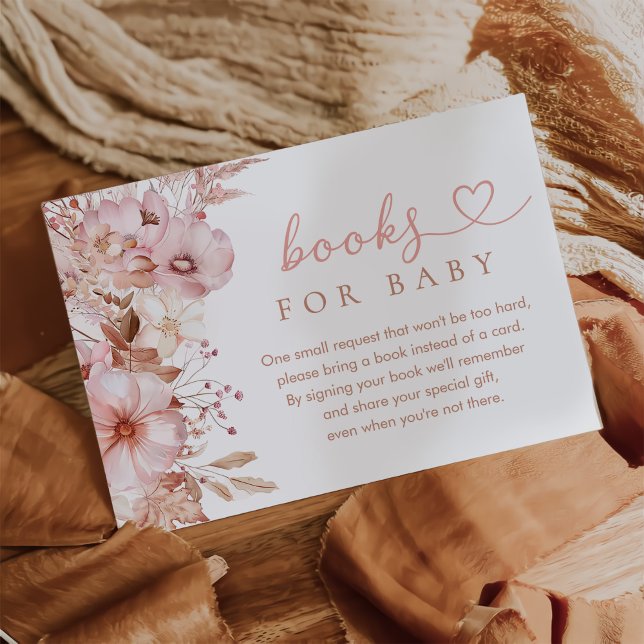 Fall Floral Pumpkin Baby Shower Books for Baby Enclosure Card (Creator Uploaded)