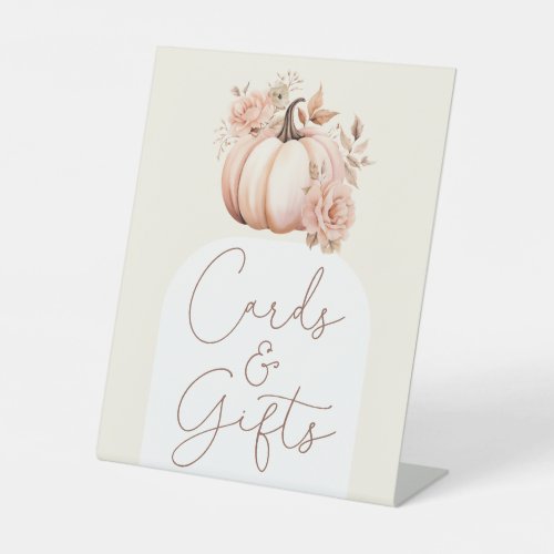 Fall Floral Pumpkin Baby Shower  Cards And Gifts Pedestal Sign