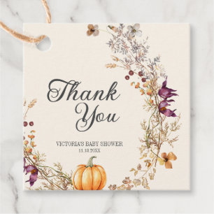 Fall Floral Pumpkin Boho Baby Shower Favor Tags