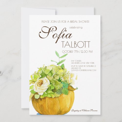 Fall floral pumpkin bridal shower invitation