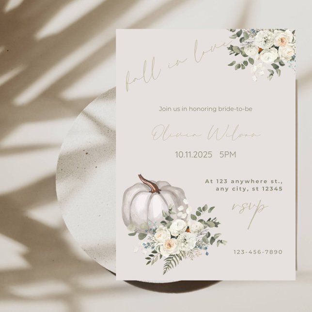 Fall Floral Pumpkin Bride-to-Be Party Invitation (Creator Uploaded)
