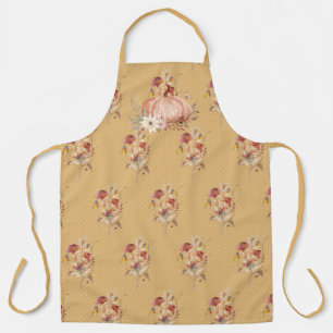 Fall Floral Pumpkin Butterfly Mustard Watercolor Apron