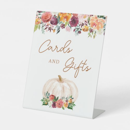 Fall Floral Pumpkin Cards and Gifts Sign