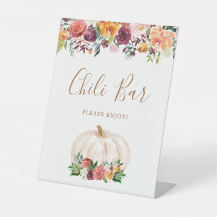 Fall Floral Pumpkin Food Chili Bar Sign