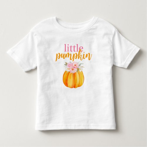Fall Floral Pumpkin Girls Birthday Pink  Orange Toddler T_shirt