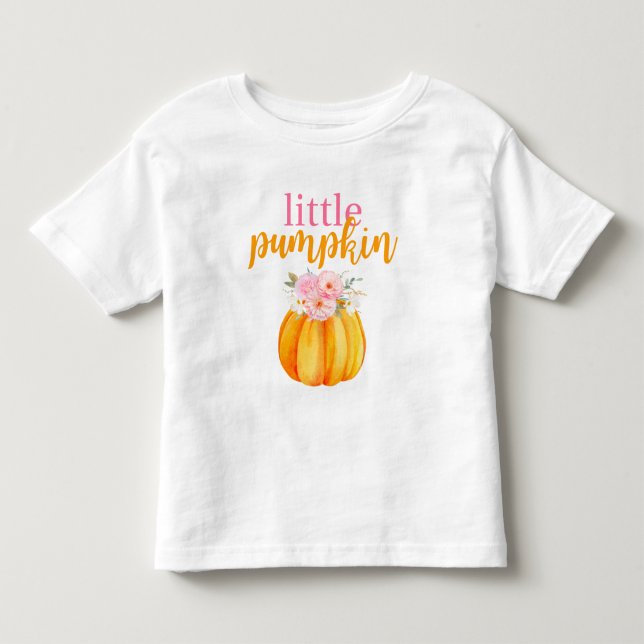 Fall Floral Pumpkin Girl's Birthday Pink & Orange Toddler T-shirt (Front)