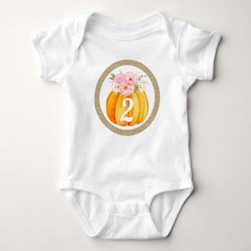 Fall Floral Pumpkin Girls Custom Age Birthday Baby Bodysuit