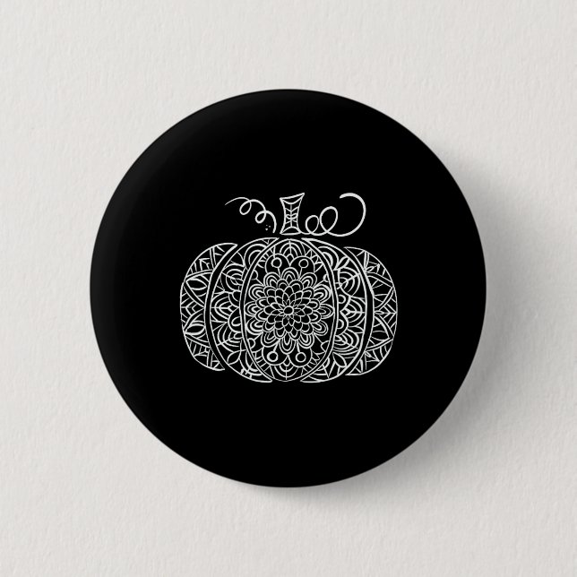 Fall Floral Pumpkin Graphic  Button (Front)