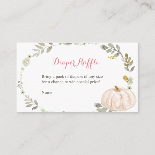 Fall Floral Pumpkin Greenery _ Diaper Raffle Card