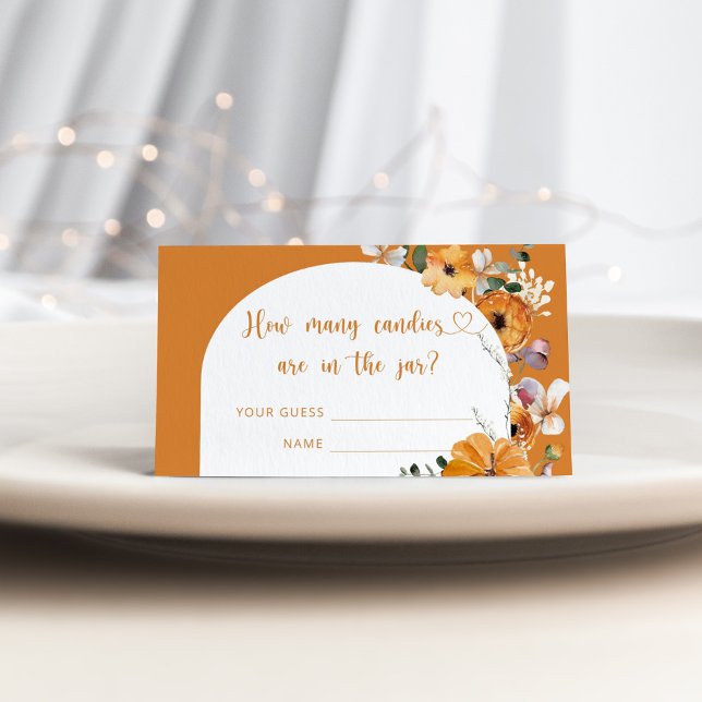 Fall floral pumpkin how many candies enclosure card (Creator Uploaded)