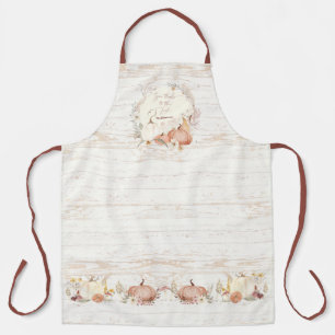 Fall Floral Pumpkin Mushroom Give Thanks Lord Name Apron