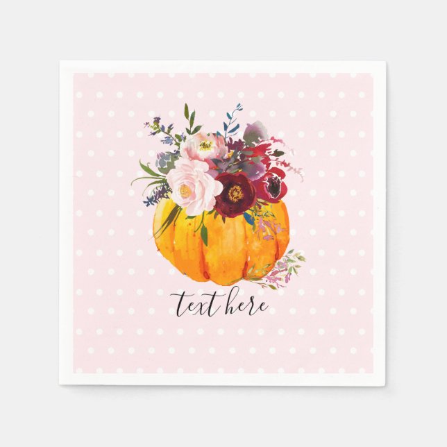 fall, floral, pumpkin napkins (Front)