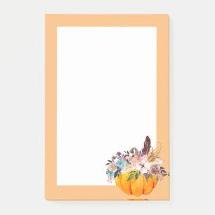fall, floral, pumpkin post-it notes