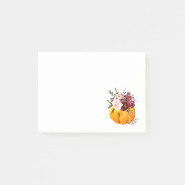 fall, floral, pumpkin post-it notes (Front)