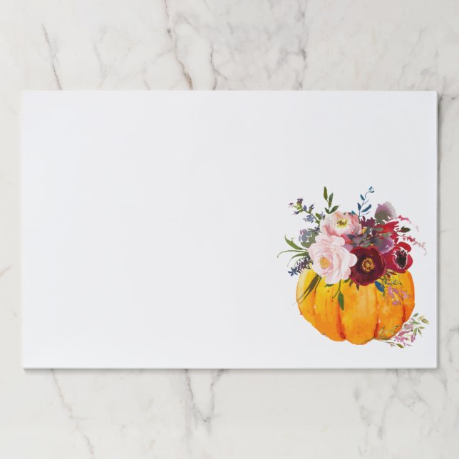 fall, floral, pumpkin post-it notes paper pad (Front)