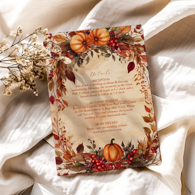 Fall Floral Pumpkin Rustic Enclosure Card (Creator Uploaded)