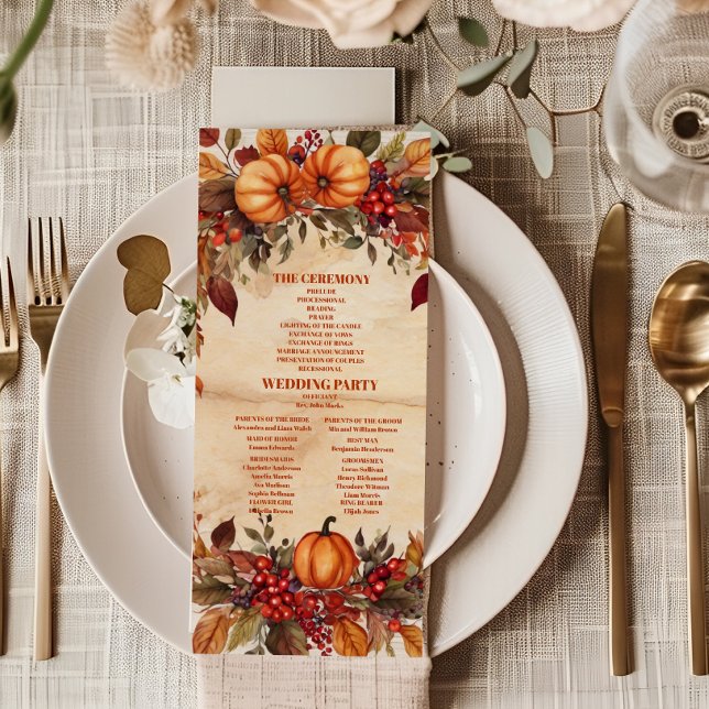 Fall Floral Pumpkin Rustic Wedding  Program (Creator Uploaded)