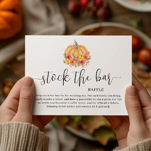 Fall Floral Pumpkin Stock the bar Bridal Shower  Enclosure Card