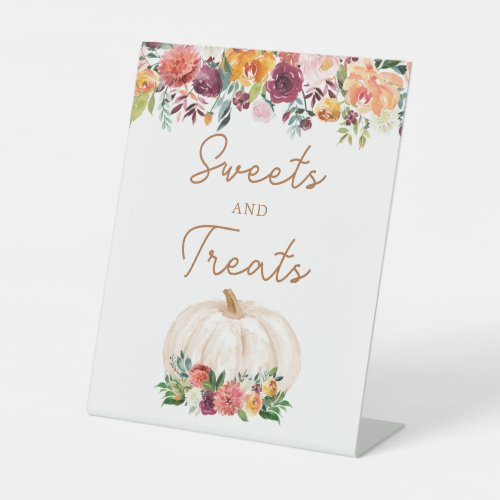 Fall Floral Pumpkin Sweets and Treats Sign