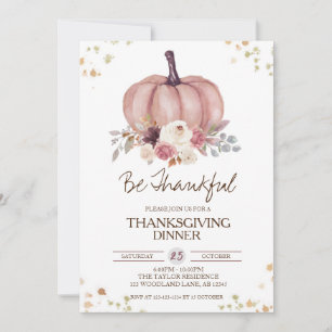 Fall Floral Pumpkin Thanksgiving Invitation