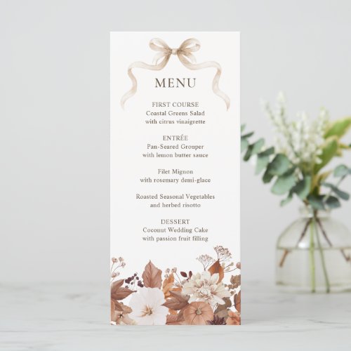 Fall Floral Pumpkin Wedding Menu