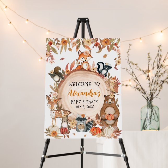Fall Floral Pumpkin Woodland Welcome Sign (In Situ (Stand))
