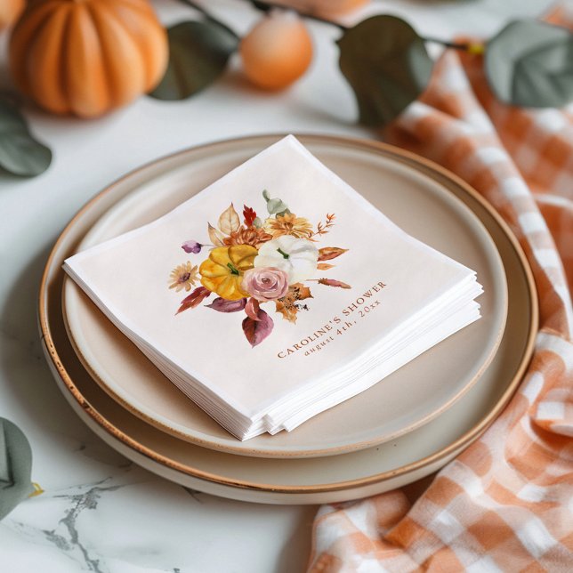 Fall Floral & Pumpkins Baby Shower Napkins (Creator Uploaded)