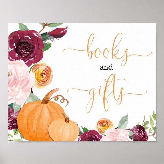 Fall floral pumpkins Books and Gifts sign (Front)