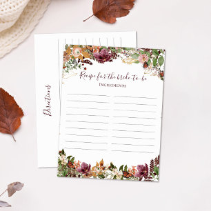 Fall Floral Recipe For The Bride Postcard