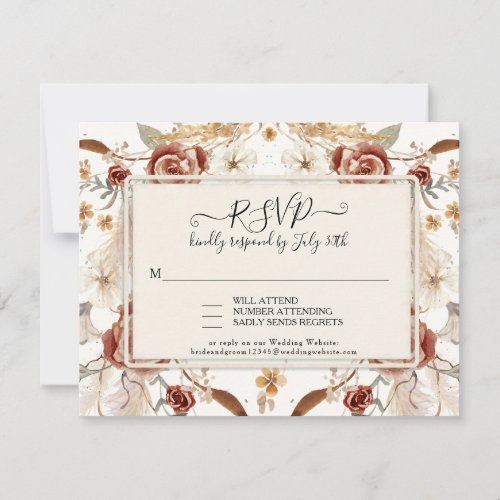 Fall Floral Red Watercolor Foliage Response Invitation