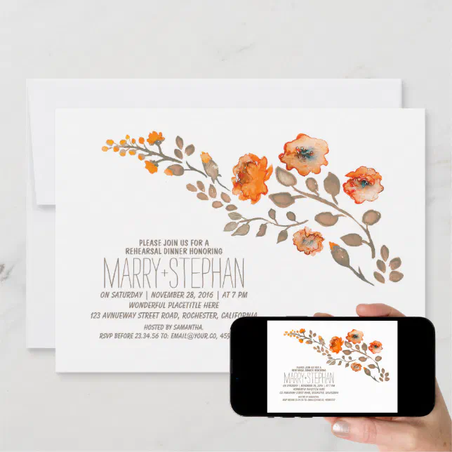 Fall Floral Rehearsal Dinner Invitation Zazzle