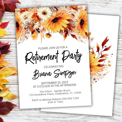 Fall Floral Retirement Invitation