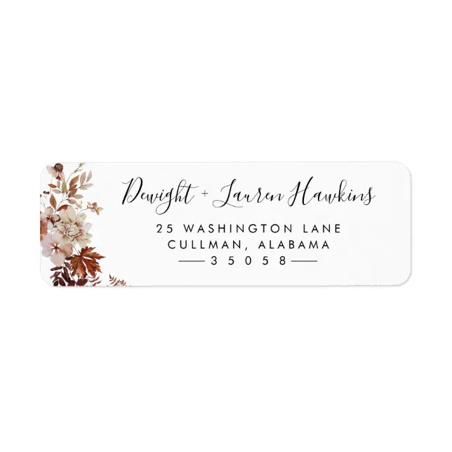 Fall Floral | Return Address Label | Zazzle