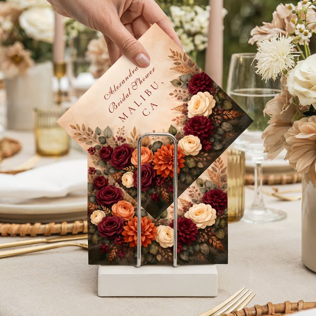 Fall Floral Romance Bridal Shower Napkins (Creator Uploaded)