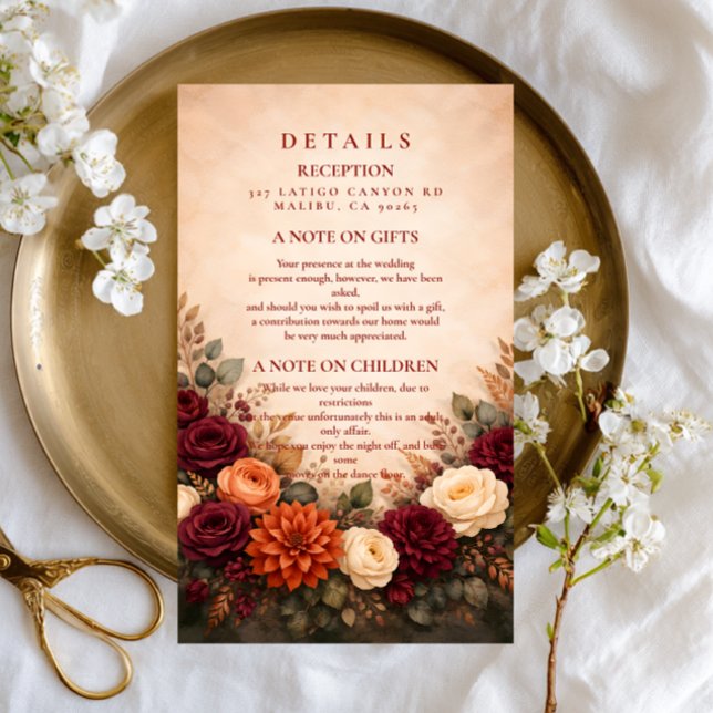 Fall Floral Romance Wedding Enclosure Card (Creator Uploaded)